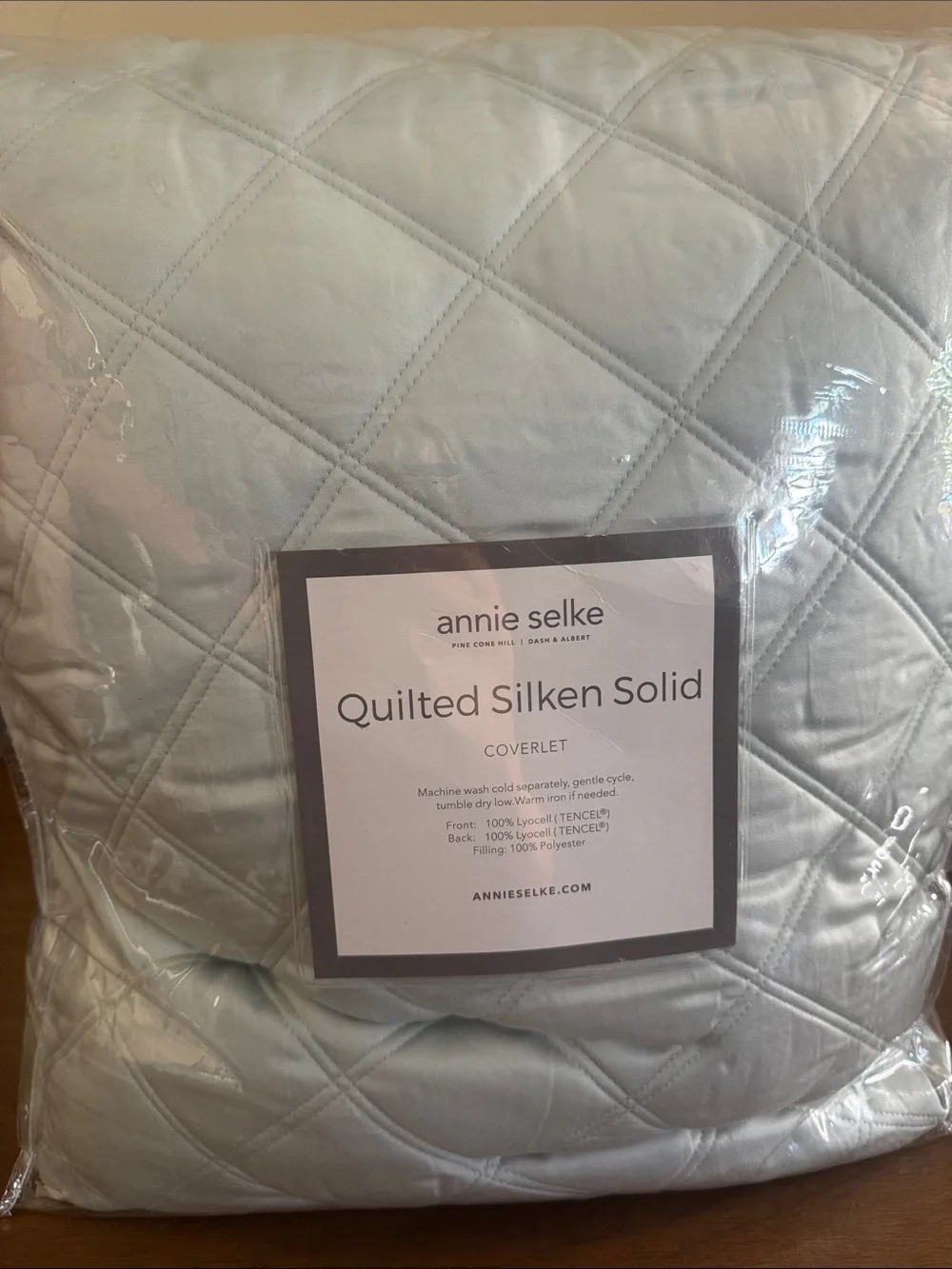 Annie Selke Quilted Silken Solid Coverlet - Pale Blue